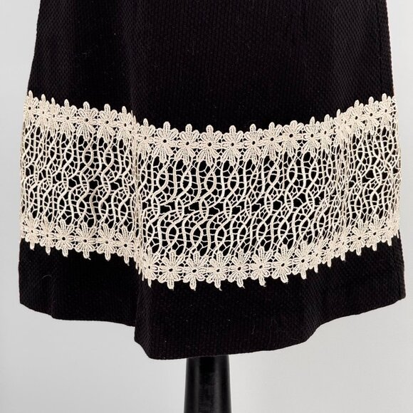 Vtg Alexandra Bartlett Dress Womens 8 Black Textured Dress Lace Hem 80s Coquette - Picture 6 of 8